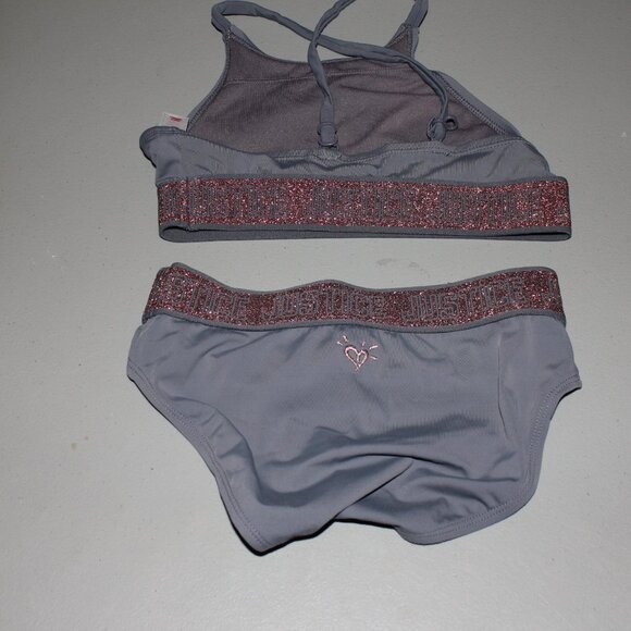 Grey 2 Pcs Justice Bikini Swimsuit Size 10 - Picture 6 of 11